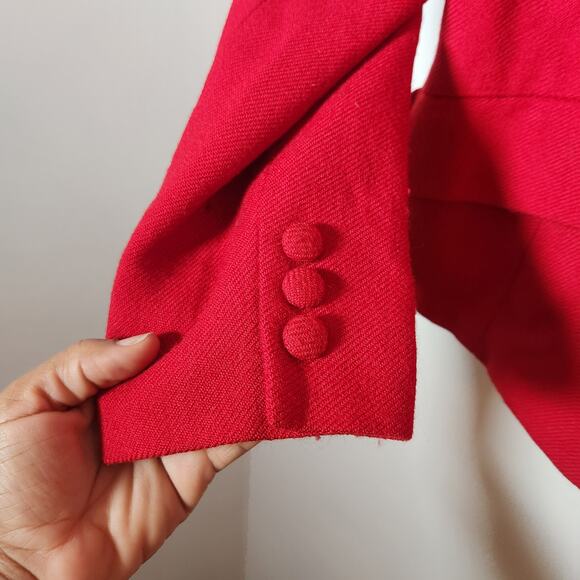 True Vintage DKNY 100% Wool Poppy Red Blazer Womens 12 90s Friends Seinfeld Coat - Picture 10 of 10
